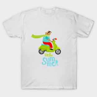 Funny bear on a moped T-Shirt